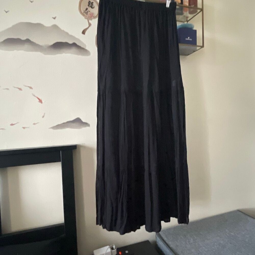 ASOS black peasant maxi skirt beach cover up double side slit size 8
